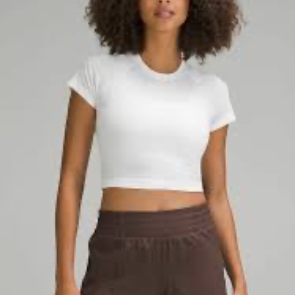 Like New Lululemon Swiftly Tech Cropped Short-Sleeve Shirt 2.0 White Sz 12 - Picture 3 of 5